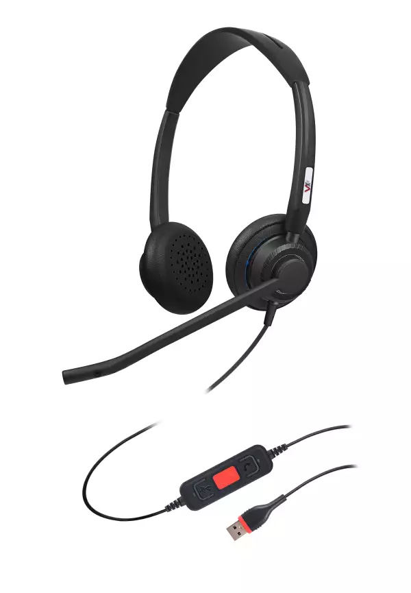 VoiceXpert VXH-750DM — гарнитура для колл-центра с активным шумоподавлением (USB, 4 кнопки, 2 динамика, MS), аналог Poly BlackWire 8225-M